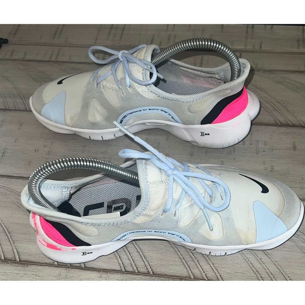 Nike Free RN 5.0 Running Shoes White Pink Sneakers AQ1316-101 Women's Size 6.5